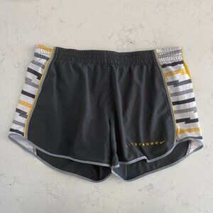 Nike Livestrong Dri-Fit Athletic Running Shorts Grey Yellow Black White Sz M